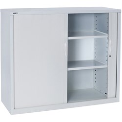 Rapidline Go Tambour Door Cupboard Includes 2 Shelves 900W x 473D x 1016mmH White