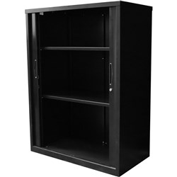 Rapidline Go Tambour Door Cupboard Includes 2 Shelves 900W x 473D x 1200mmH Black