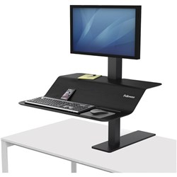 Fellowes Lotus VE Sit Stand Workstation Single Monitor Black