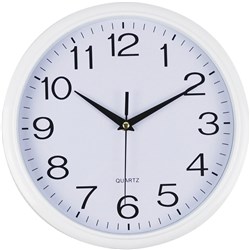Italplast Wall Clock 43cm Round With Large Numbers White Frame White Face